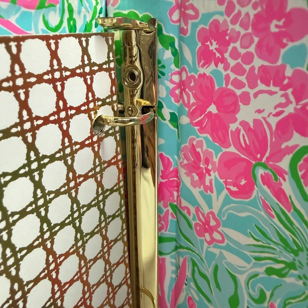 Lilly Pulitzer Large Agenda Planner Binder Floral Gold Ring 12x10 Refillable